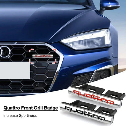 1Pcs Car Chrome Front Hood Grille quattro Emblem Badge Auto Trinket Styling For Audi S5 S6 S7 S4 S8 TT TTS A4 A6 C7 C6 B7 Q5 Q7