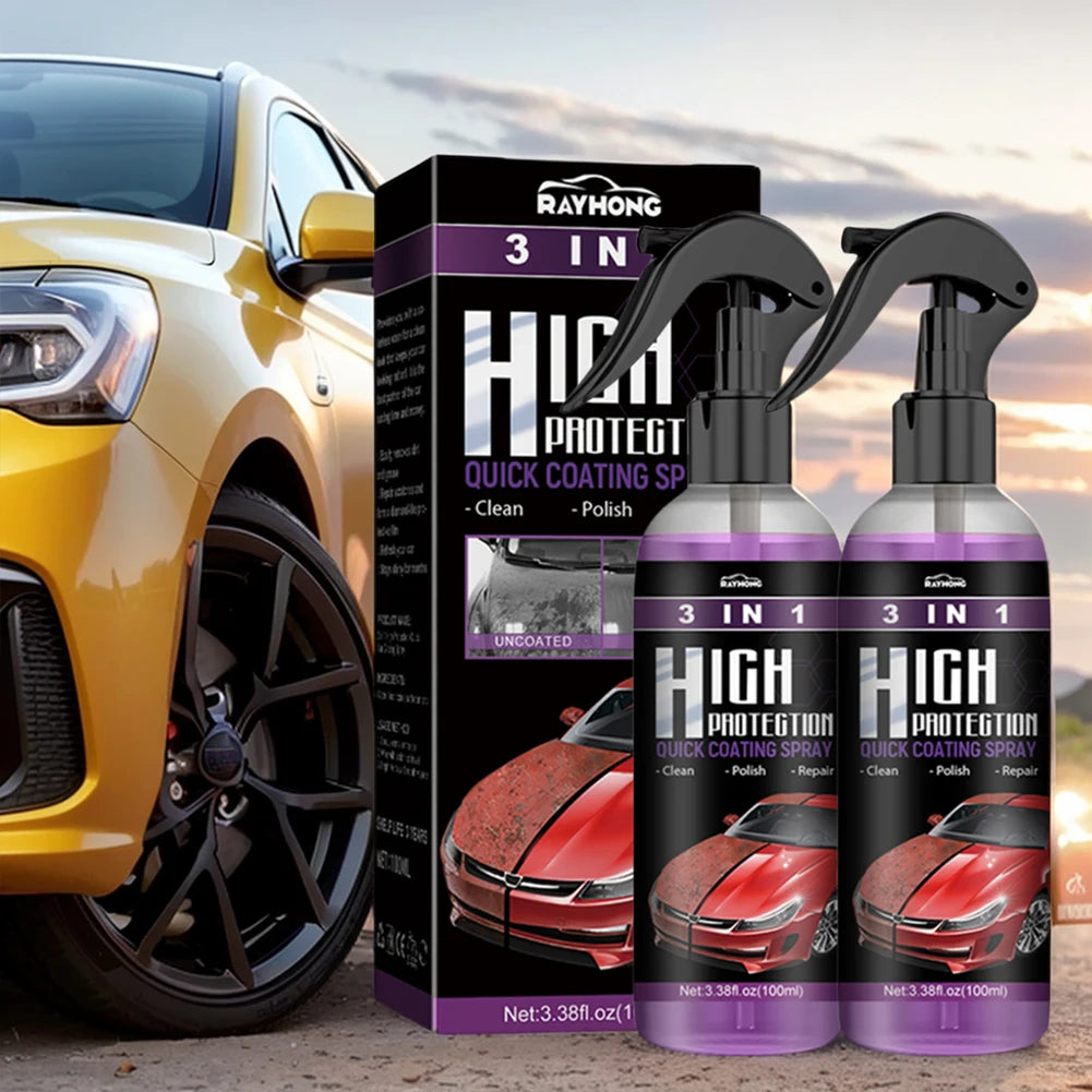 2 Set 3 In 1 Car Ceramic Coating Spray 100ml Car Paint Scratch Repair Remover Car Nano Spray Car Scratch Repair Car Paint Care
