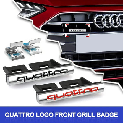 1Pcs Car Chrome Front Hood Grille quattro Emblem Badge Auto Trinket Styling For Audi S5 S6 S7 S4 S8 TT TTS A4 A6 C7 C6 B7 Q5 Q7