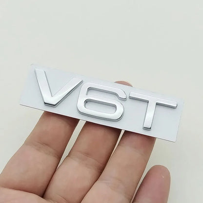 3D Metal Logo V6T V8T Emblem Letters Sticker Car Rear Trunk Badge for Audi A6 A7 A8 S4 S5 S6 S7 SQ5 Auto Styling Accessories
