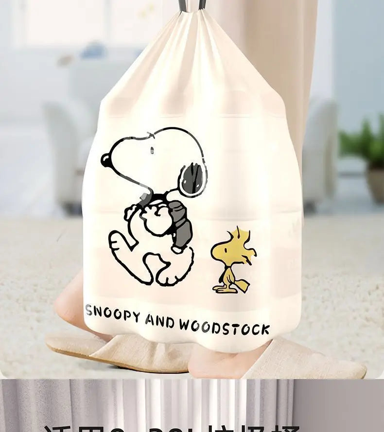 Snoopy cartoon character home use extra thick plastic bag tear-free drawstring garbage bag large kitchen cute kawaii wholesale