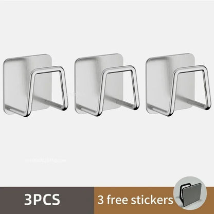 Kitchen Sponges Holder Stainless Steel Sink Sponges Drain Drying Rack Self Adhesive Storage Holder Wall Hooks Kitchen Organizers