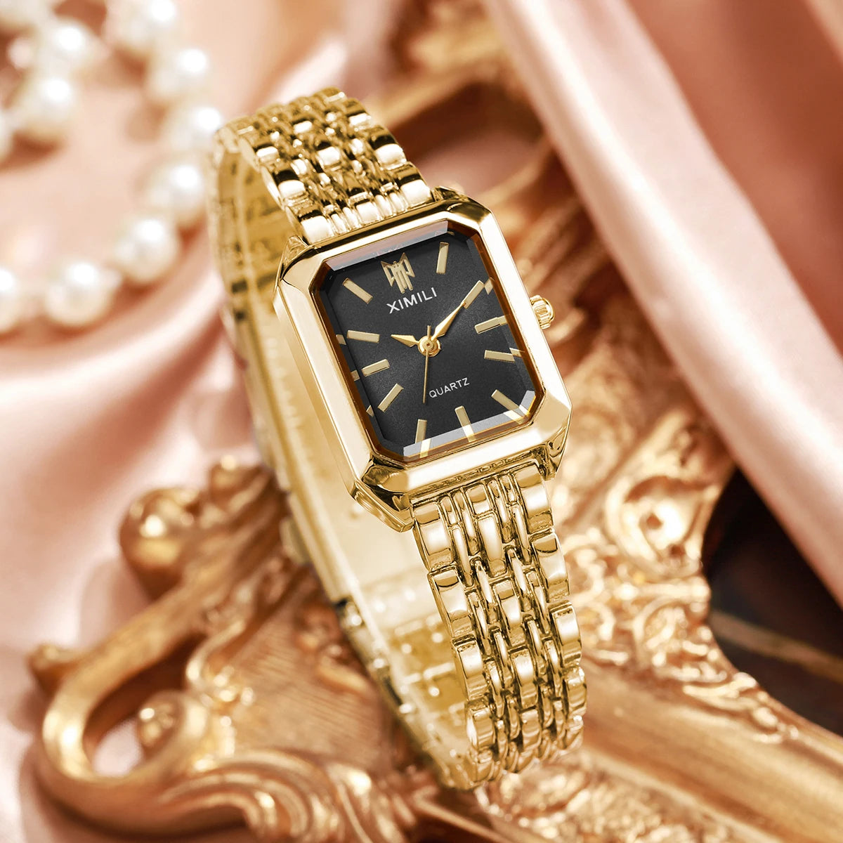 1/2/4PCS Luxury Women Watches Fashion Rectangle Woman Quartz Watch Stainless Steel Band Wristwatches Reloj Mujer（Without Box）