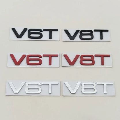 3D Metal Logo V6T V8T Emblem Letters Sticker Car Rear Trunk Badge for Audi A6 A7 A8 S4 S5 S6 S7 SQ5 Auto Styling Accessories