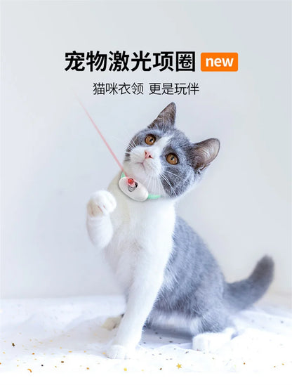 Smart Laser Tease Cat Collar Electric USB Rechargeable Pointer Kitten Automatic Toys Interactive Training Pet Accessories Goods