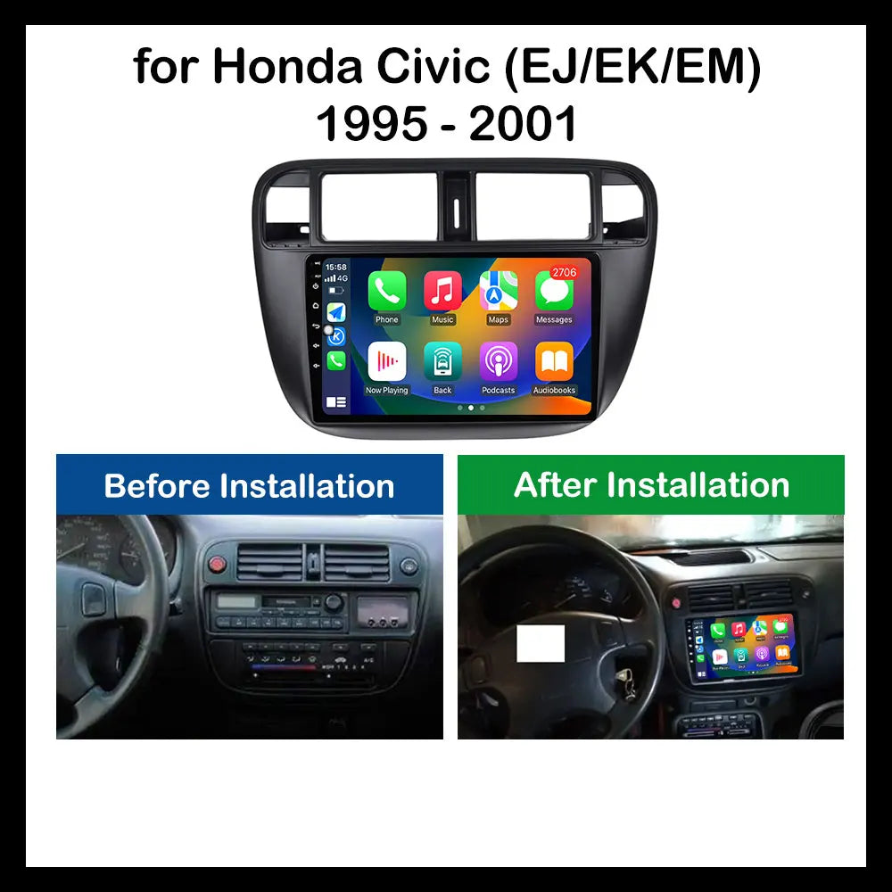 Android Auto Car Radio Multimedia Player Left Hand Drive for Honda Civic (EJ/EK/EM) 1995 - 2001 GPS Navigation Wireless Carplay