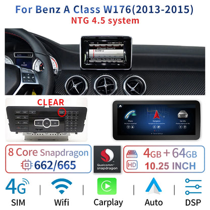 10.25" Android 13 System Car Radio Stereo For Mercedes-Benz A CLA GLA W176 W117 X156 Google BT GPS Navi Carplay Auto Multimedia