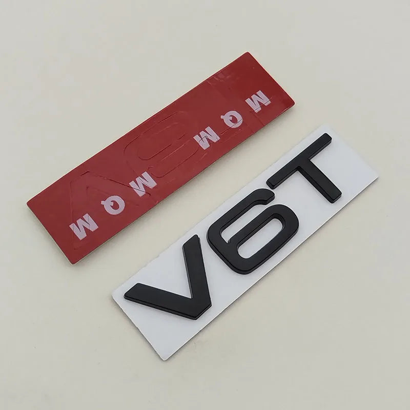 3D Metal Logo V6T V8T Emblem Letters Sticker Car Rear Trunk Badge for Audi A6 A7 A8 S4 S5 S6 S7 SQ5 Auto Styling Accessories