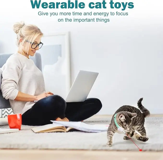 Laser Cat Collar Teasing Cat Electric USB Charging Kitten Automatic Cats Toy Smart Laser Teasing Cat Interactive Toy hi cat toy