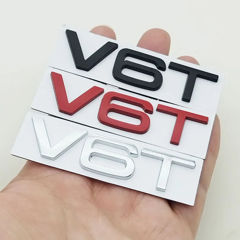 3D Metal Logo V6T V8T Emblem Letters Sticker Car Rear Trunk Badge for Audi A6 A7 A8 S4 S5 S6 S7 SQ5 Auto Styling Accessories