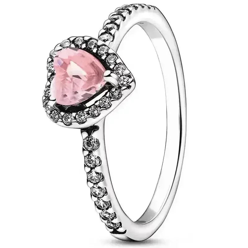 Hot selling high-quality 925 sterling silver heart-shaped ring, sparkling luxury women's charm jewelry, birthday surprise gift
