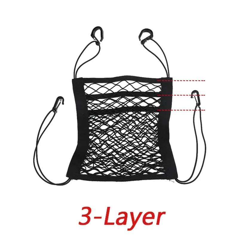 1pc universal elastic polyester car truck seat mesh storage net bag with hook between seats organizer holder pocket