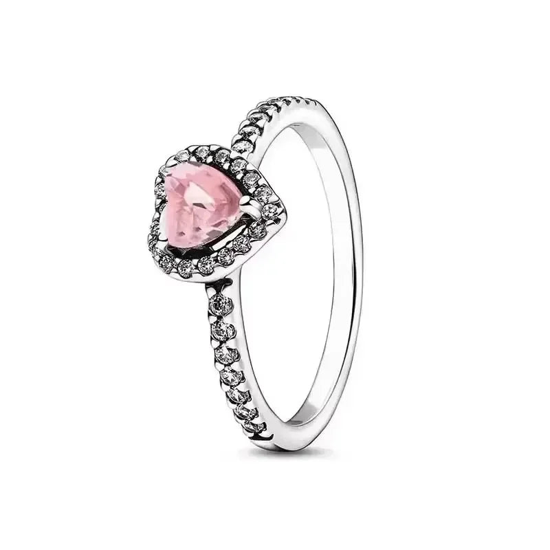 925 Sterling Silver New Various Colors Shiny Heart-shaped Ring Luxury Exquisite Charm Jewelry Surprise Commemorative Gifts