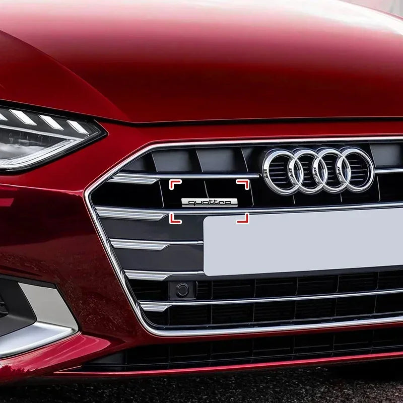 1Pcs Car Chrome Front Hood Grille quattro Emblem Badge Auto Trinket Styling For Audi S5 S6 S7 S4 S8 TT TTS A4 A6 C7 C6 B7 Q5 Q7