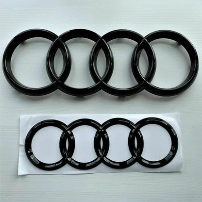 Audi A3 A4 A5 A6 A7 Q2 Q3 Q5 Q8 TT Black/Silver 4 Ring ABS Car Hood Front Bonnet Grill Rear Trunk Emblem Logo Badge Sticker