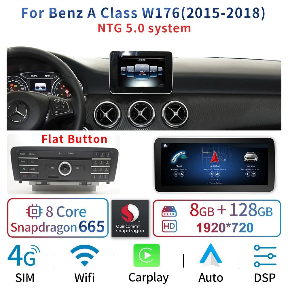 10.25" Android 13 System Car Radio Stereo For Mercedes-Benz A CLA GLA W176 W117 X156 Google BT GPS Navi Carplay Auto Multimedia