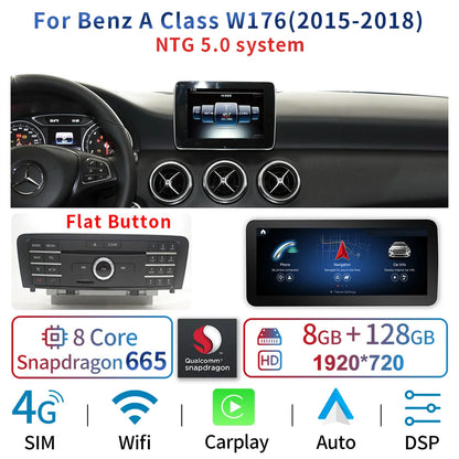 10.25" Android 13 System Car Radio Stereo For Mercedes-Benz A CLA GLA W176 W117 X156 Google BT GPS Navi Carplay Auto Multimedia