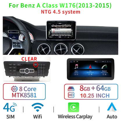 10.25" Android 13 System Car Radio Stereo For Mercedes-Benz A CLA GLA W176 W117 X156 Google BT GPS Navi Carplay Auto Multimedia