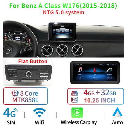 10.25" Android 13 System Car Radio Stereo For Mercedes-Benz A CLA GLA W176 W117 X156 Google BT GPS Navi Carplay Auto Multimedia