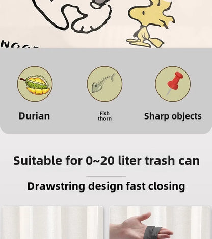 Snoopy cartoon character home use extra thick plastic bag tear-free drawstring garbage bag large kitchen cute kawaii wholesale