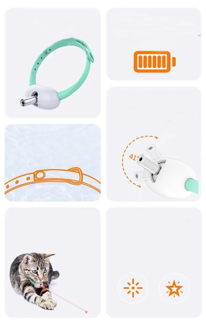Smart Laser Tease Cat Collar Electric USB Rechargeable Pointer Kitten Automatic Toys Interactive Training Pet Accessories Goods