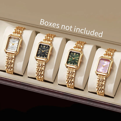 1/2/4PCS Luxury Women Watches Fashion Rectangle Woman Quartz Watch Stainless Steel Band Wristwatches Reloj Mujer（Without Box）