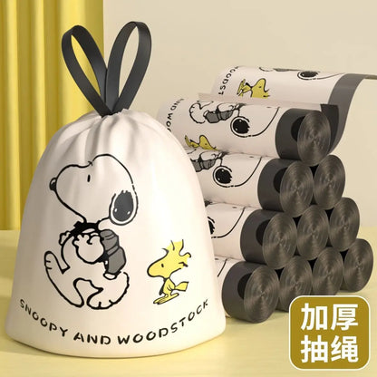 Snoopy cartoon character home use extra thick plastic bag tear-free drawstring garbage bag large kitchen cute kawaii wholesale