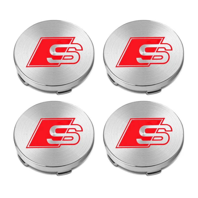 4pcs 60mm Auto Wheel Center Hub Caps Car Styling Stickers For Audi Sline A1 A3 A4 A5 A6 A7 A8 Q2 Q3 Q5 Q7 Q8 TT S1 S3 RS5 ﻿RS S