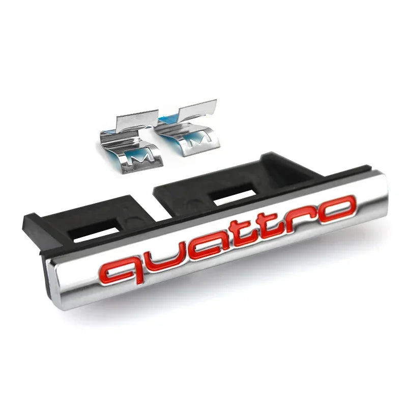 1Pcs Car Chrome Front Hood Grille quattro Emblem Badge Auto Trinket Styling For Audi S5 S6 S7 S4 S8 TT TTS A4 A6 C7 C6 B7 Q5 Q7