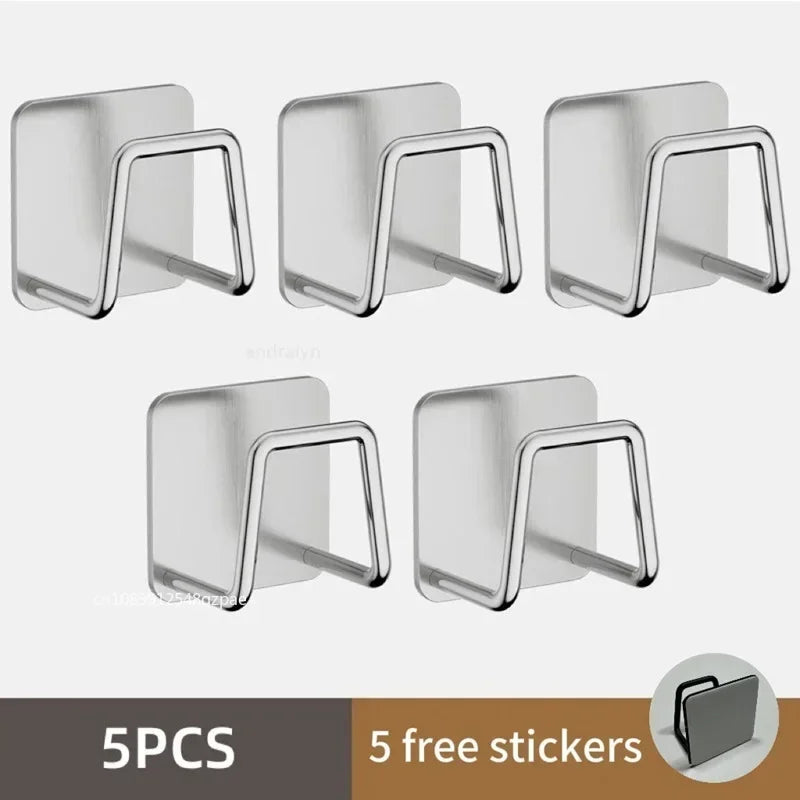 Kitchen Sponges Holder Stainless Steel Sink Sponges Drain Drying Rack Self Adhesive Storage Holder Wall Hooks Kitchen Organizers