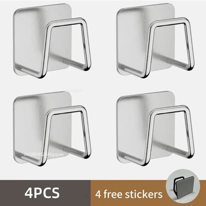 Kitchen Sponges Holder Stainless Steel Sink Sponges Drain Drying Rack Self Adhesive Storage Holder Wall Hooks Kitchen Organizers