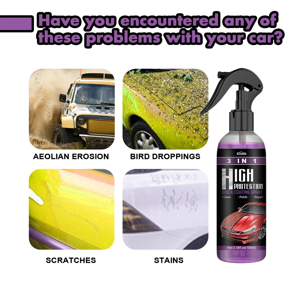2 Set 3 In 1 Car Ceramic Coating Spray 100ml Car Paint Scratch Repair Remover Car Nano Spray Car Scratch Repair Car Paint Care