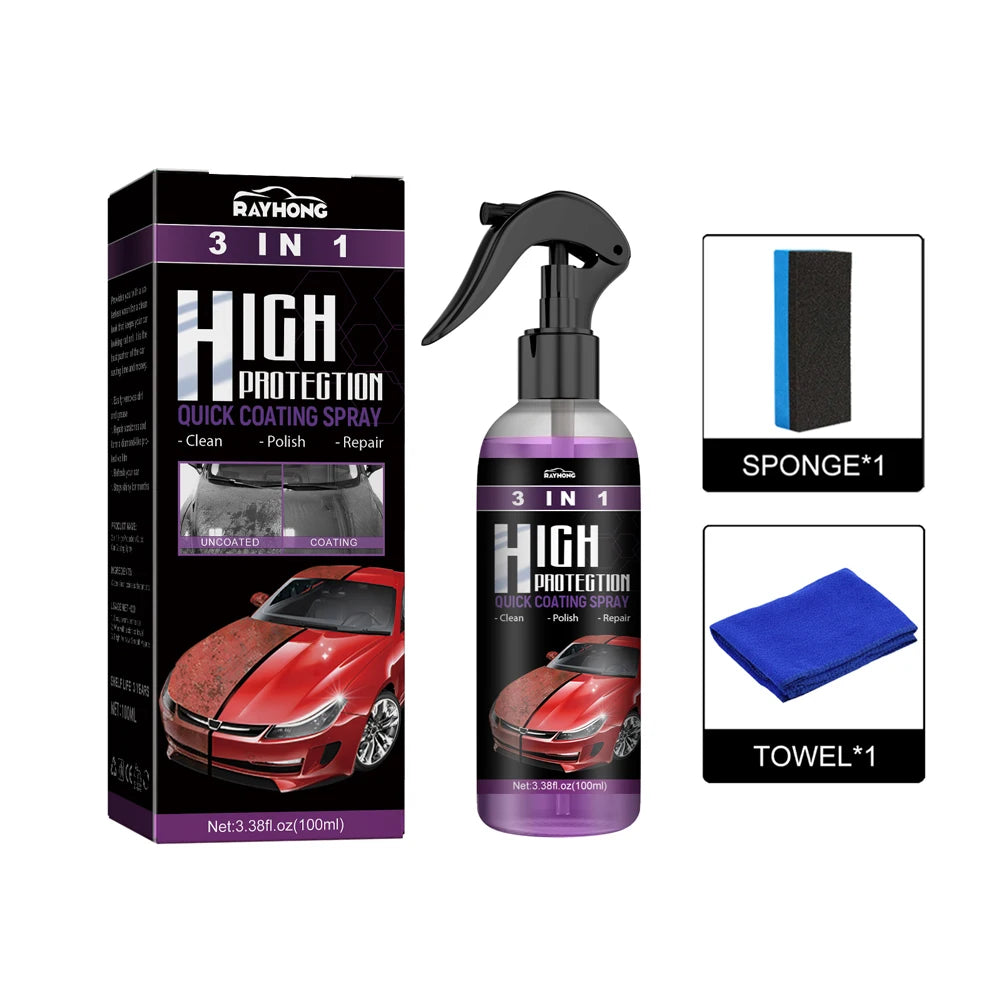 2 Set 3 In 1 Car Ceramic Coating Spray 100ml Car Paint Scratch Repair Remover Car Nano Spray Car Scratch Repair Car Paint Care