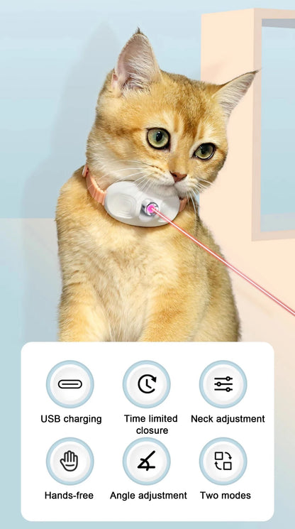 Laser Cat Collar Teasing Cat Electric USB Charging Kitten Automatic Cats Toy Smart Laser Teasing Cat Interactive Toy hi cat toy