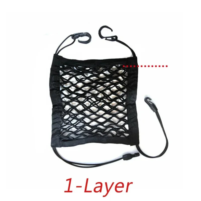1pc universal elastic polyester car truck seat mesh storage net bag with hook between seats organizer holder pocket