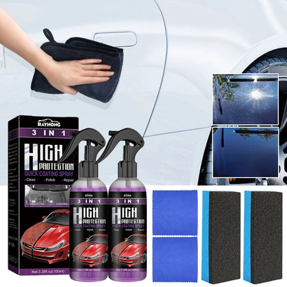 2 Set 3 In 1 Car Ceramic Coating Spray 100ml Car Paint Scratch Repair Remover Car Nano Spray Car Scratch Repair Car Paint Care