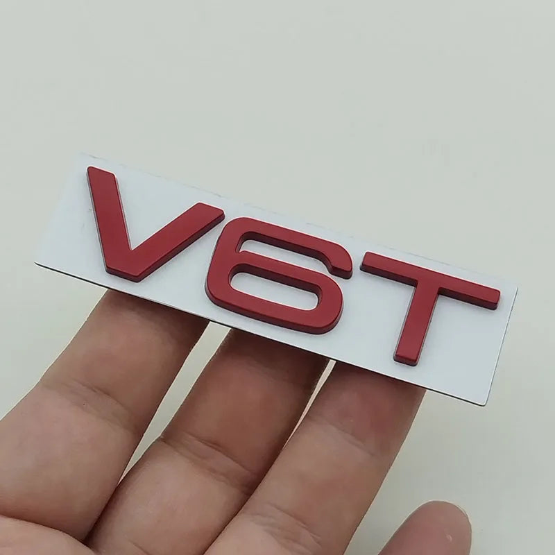 3D Metal Logo V6T V8T Emblem Letters Sticker Car Rear Trunk Badge for Audi A6 A7 A8 S4 S5 S6 S7 SQ5 Auto Styling Accessories