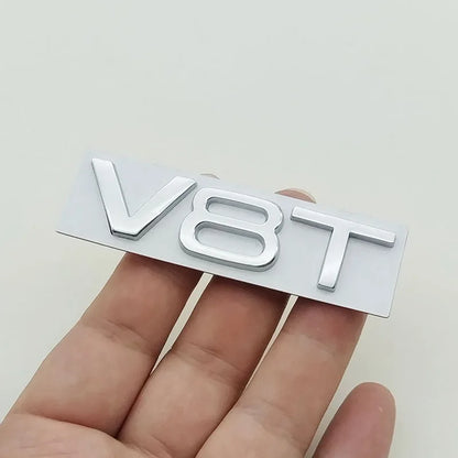 3D Metal Logo V6T V8T Emblem Letters Sticker Car Rear Trunk Badge for Audi A6 A7 A8 S4 S5 S6 S7 SQ5 Auto Styling Accessories