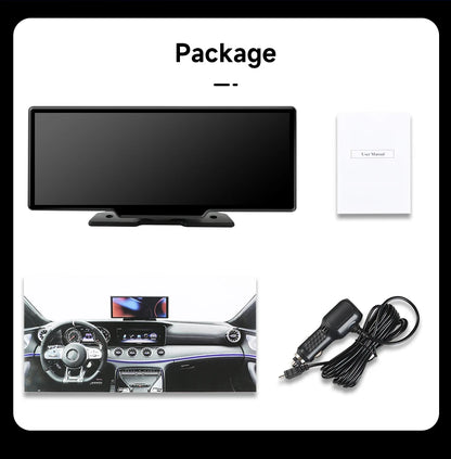 10.26" Dash Cam Rearview Camera Carplay & Android Auto 4K DVR Video Recorder GPS Navigation Dashboard Dual Lens 24H Park FM AUX
