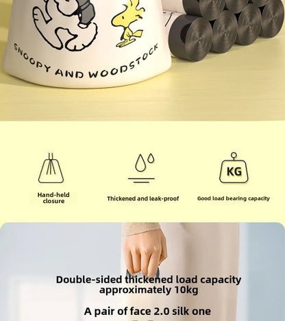 Snoopy cartoon character home use extra thick plastic bag tear-free drawstring garbage bag large kitchen cute kawaii wholesale