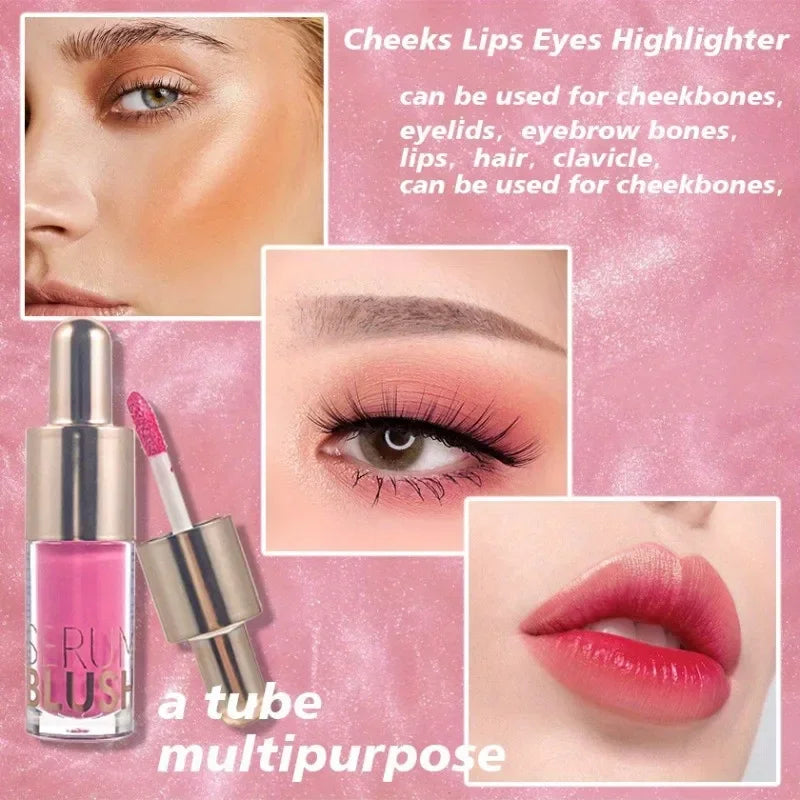 3 Colors Multifunctional Liquid Blush Matte Hydrating Cream Blush Soft Velvet Liquid Blush Makeup Lightweight Long-lasting