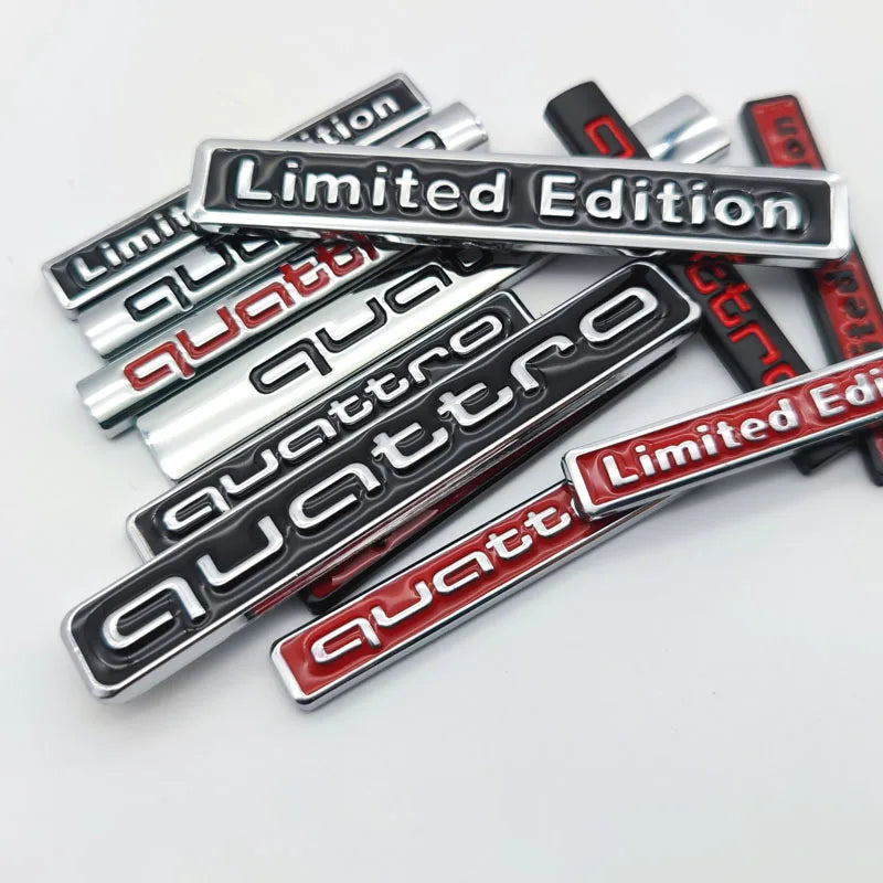 1Pcs Car Styling Emblem Sticker 3D Metal Quattro Badge Trunk Decals Accessories For Audi Q5 Q4 A4 A6 A7 A5 A3 Q3 Q2 A1 A8 TT S1
